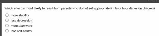 which effect is most likely to result from parents who do not set appro…