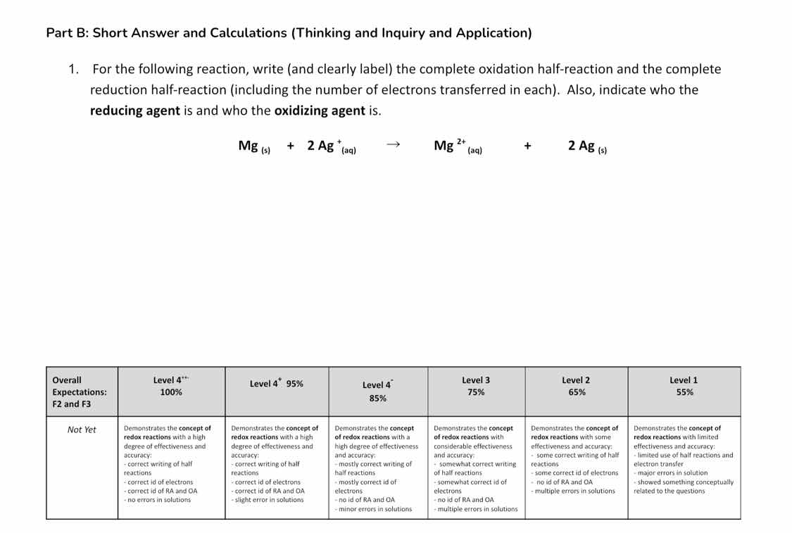part b: short answer and calculations (thinking and inquiry and applica…