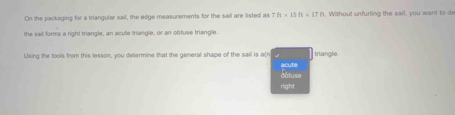 on the packaging for a triangular sail, the edge measurements for the s…