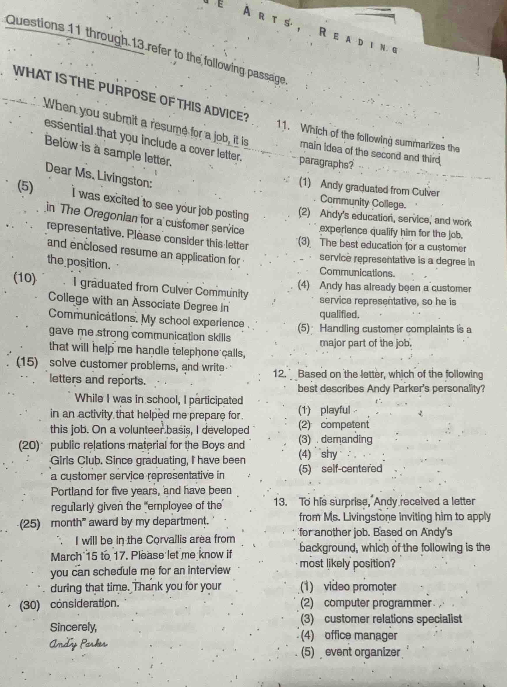 questions 11 through 13 refer to the following passage. what is the pur…