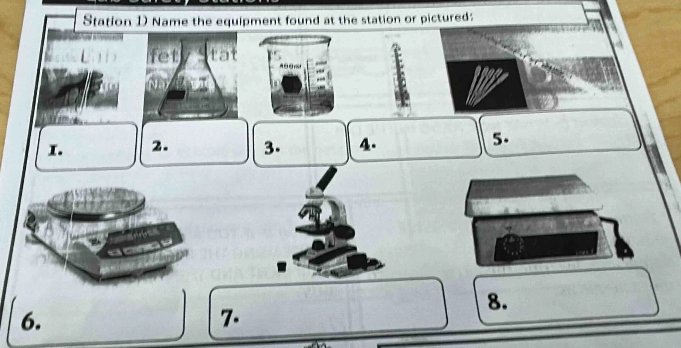 station 1) name the equipment found at the station or pictured: 1. 2. 3…