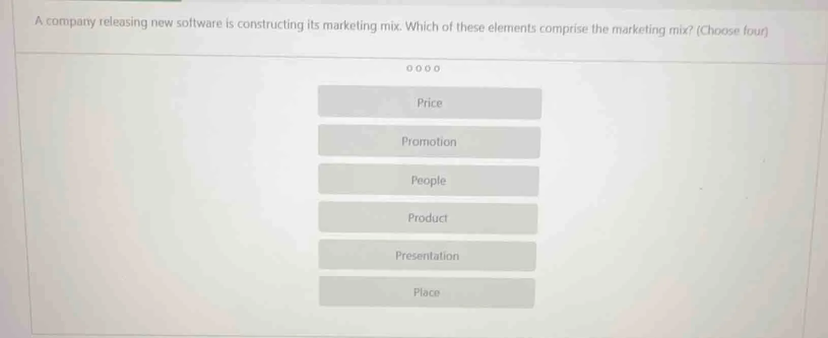 a company releasing new software is constructing its marketing mix. whi…