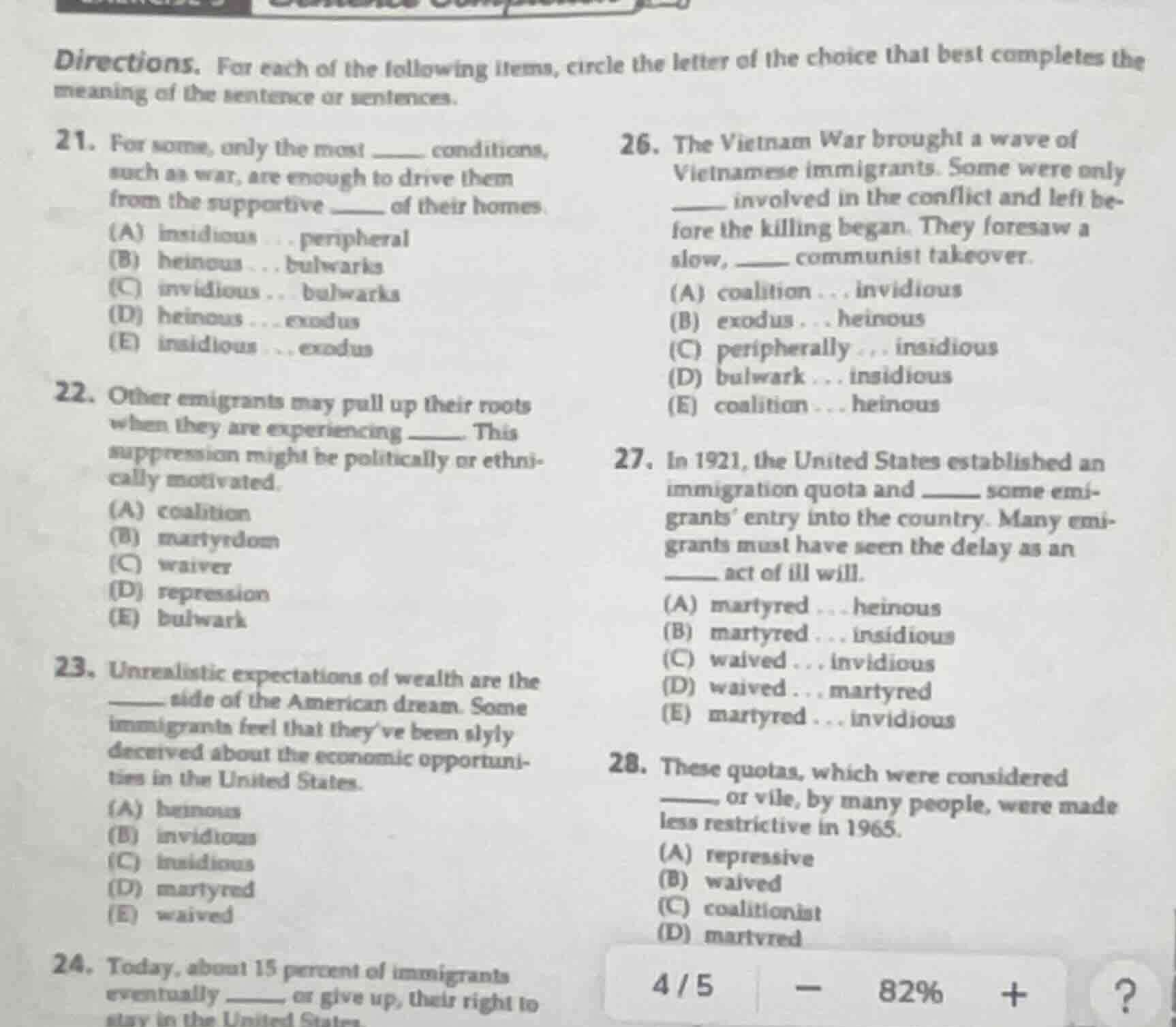 directions. for each of the following items, circle the letter of the c…