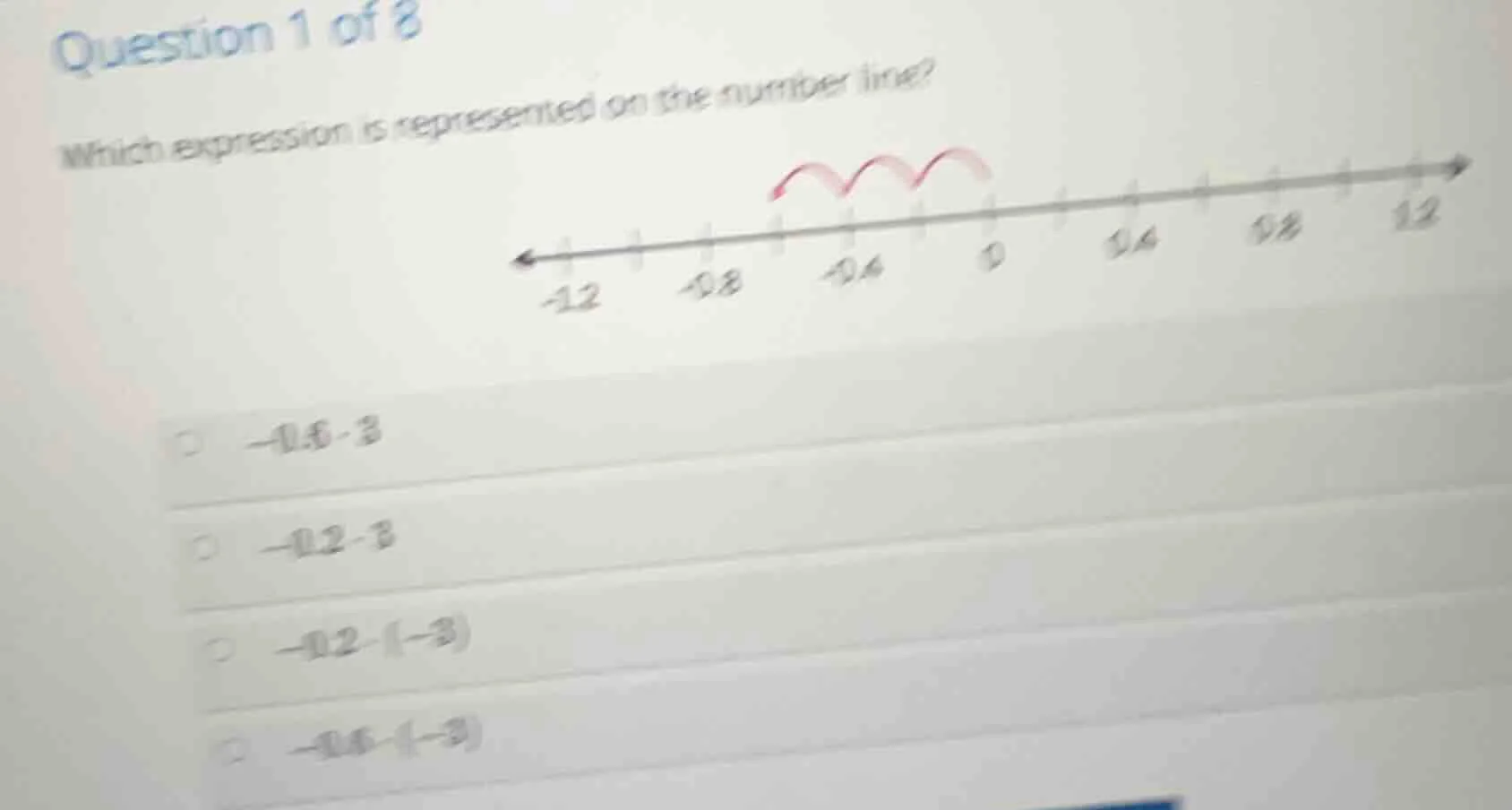 question 1 of 8 which expression is represented on the number line? num…
