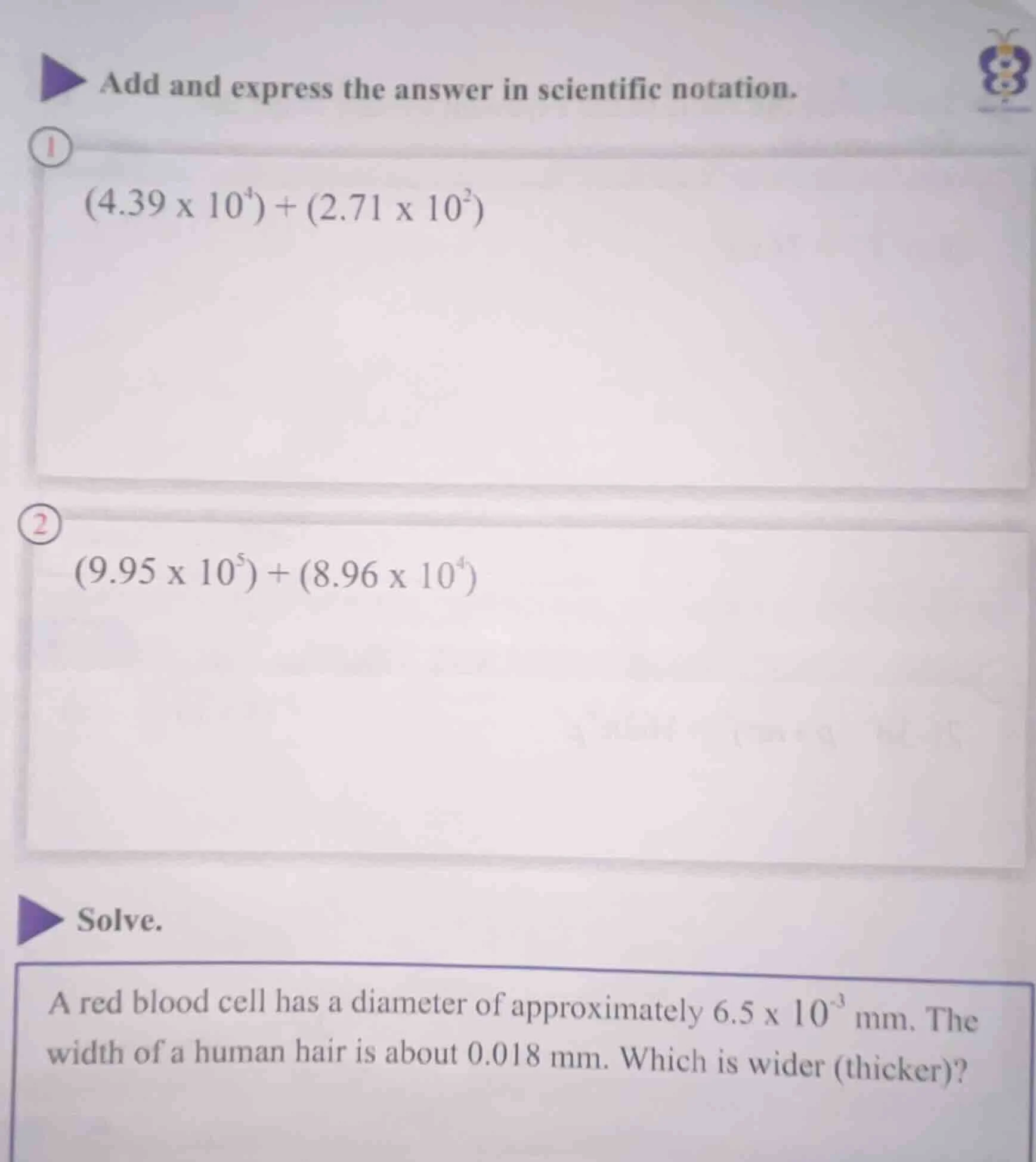 add and express the answer in scientific notation. 1 $(4.39 \\times 10^…