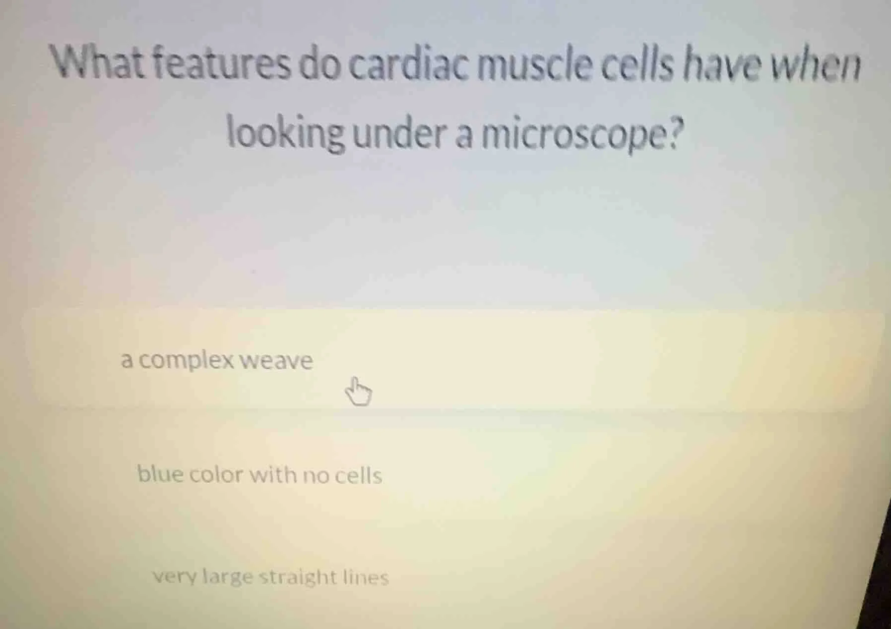 what features do cardiac muscle cells have when looking under a microsc…