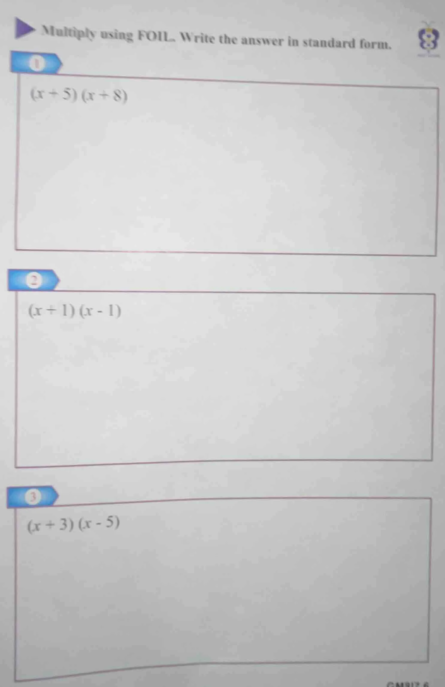 multiply using foil. write the answer in standard form. 1 $(x + 5)(x + …