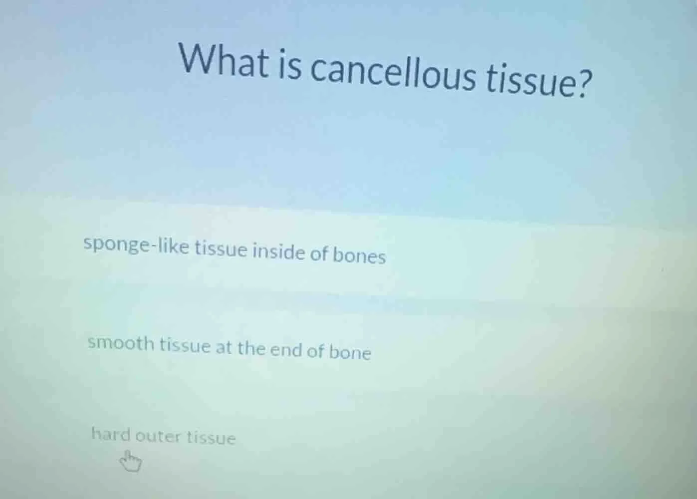 what is cancellous tissue? sponge - like tissue inside of bones smooth …