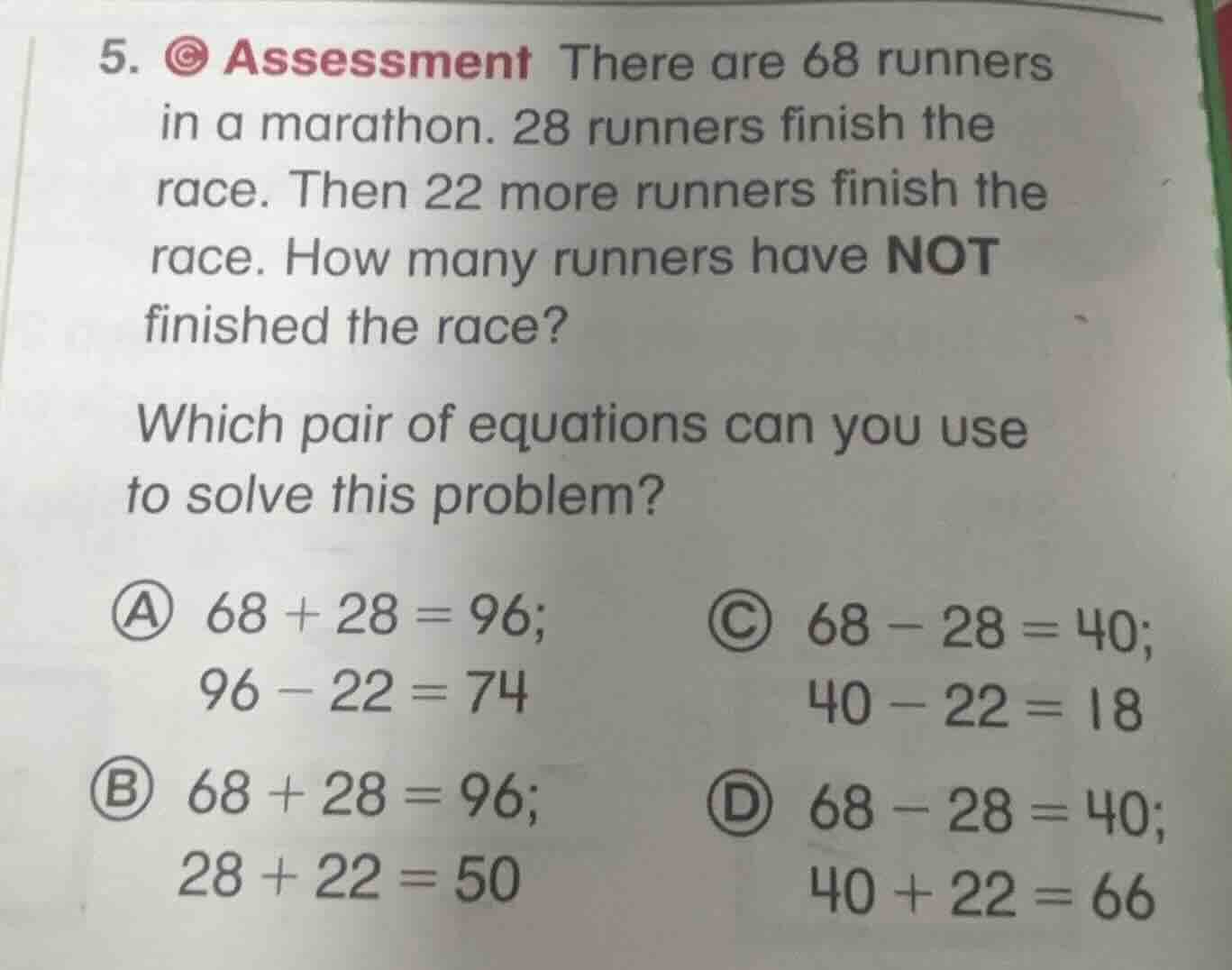 5. assessment there are 68 runners in a marathon. 28 runners finish the…