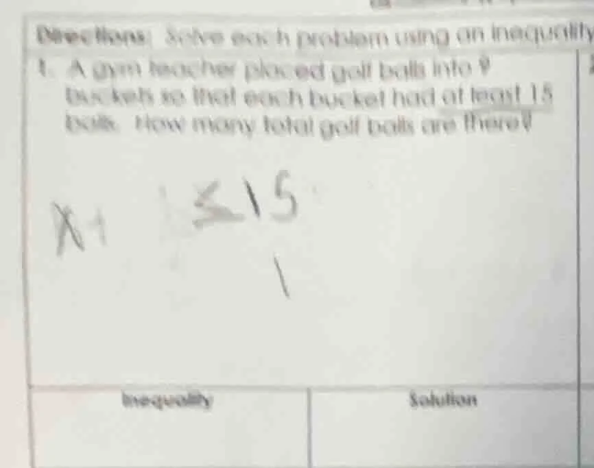 directions: solve each problem using an inequality 1. a gym teacher pla…