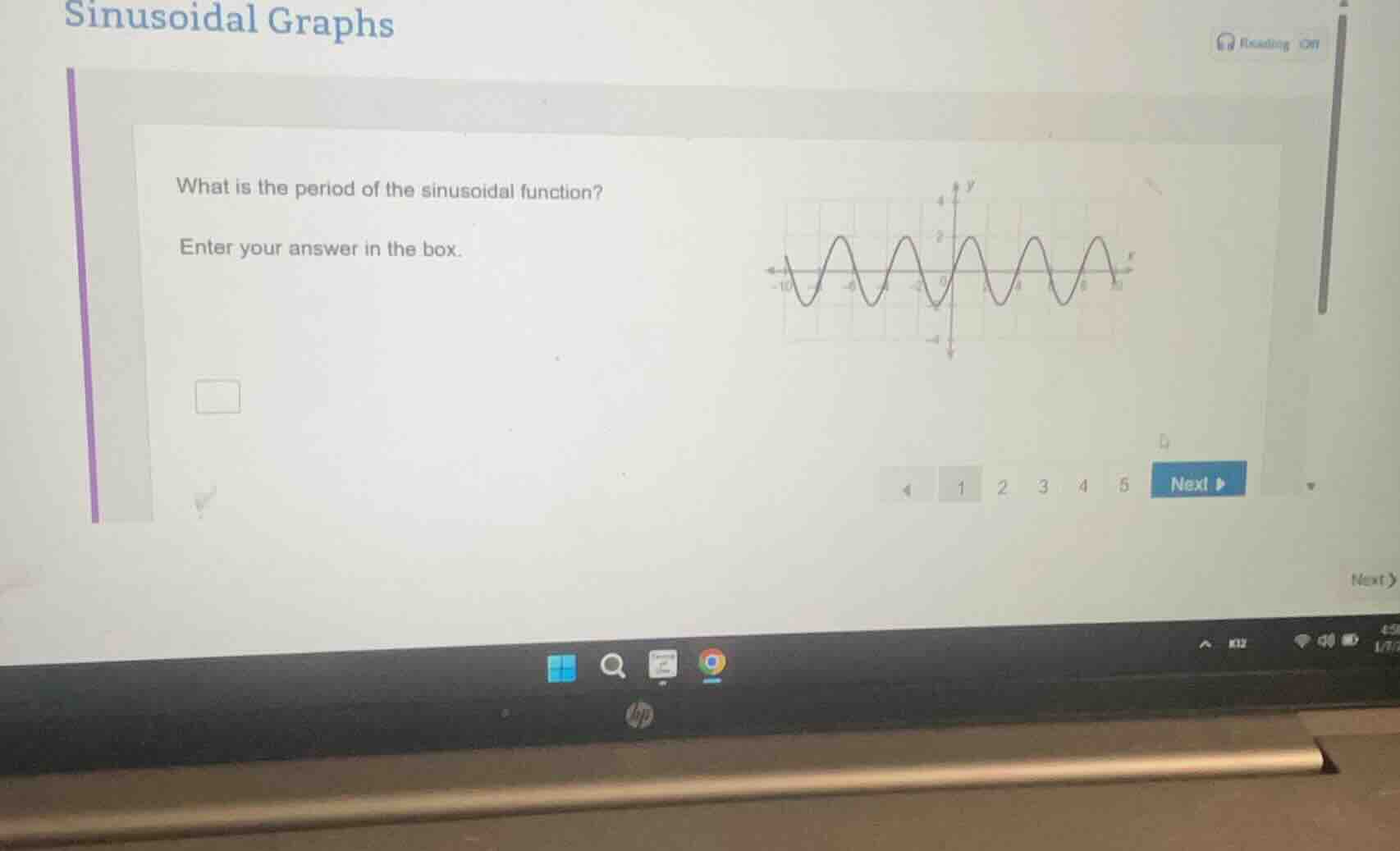 sinusoidal graphs what is the period of the sinusoidal function? enter …