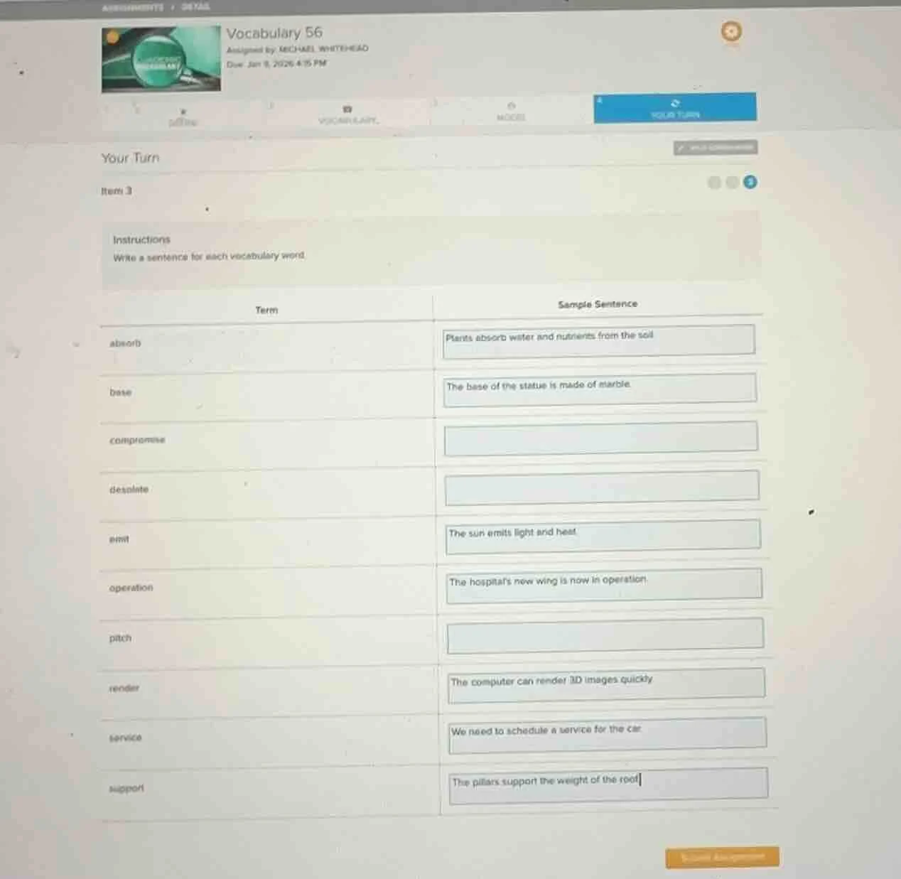 vocabulary 56 assigned by michael wyntheao due: jan 9, 2026 4:15 pm you…