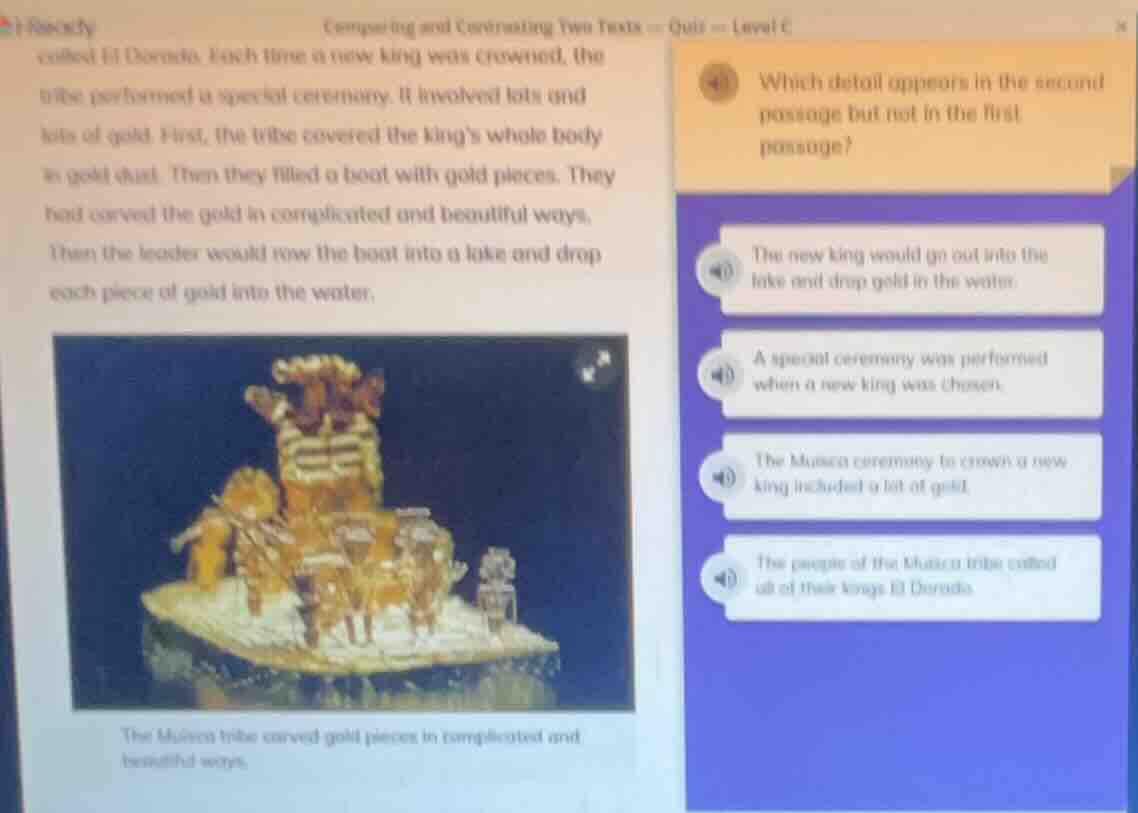 identify comparing and contrasting two texts — quiz — level c called el…