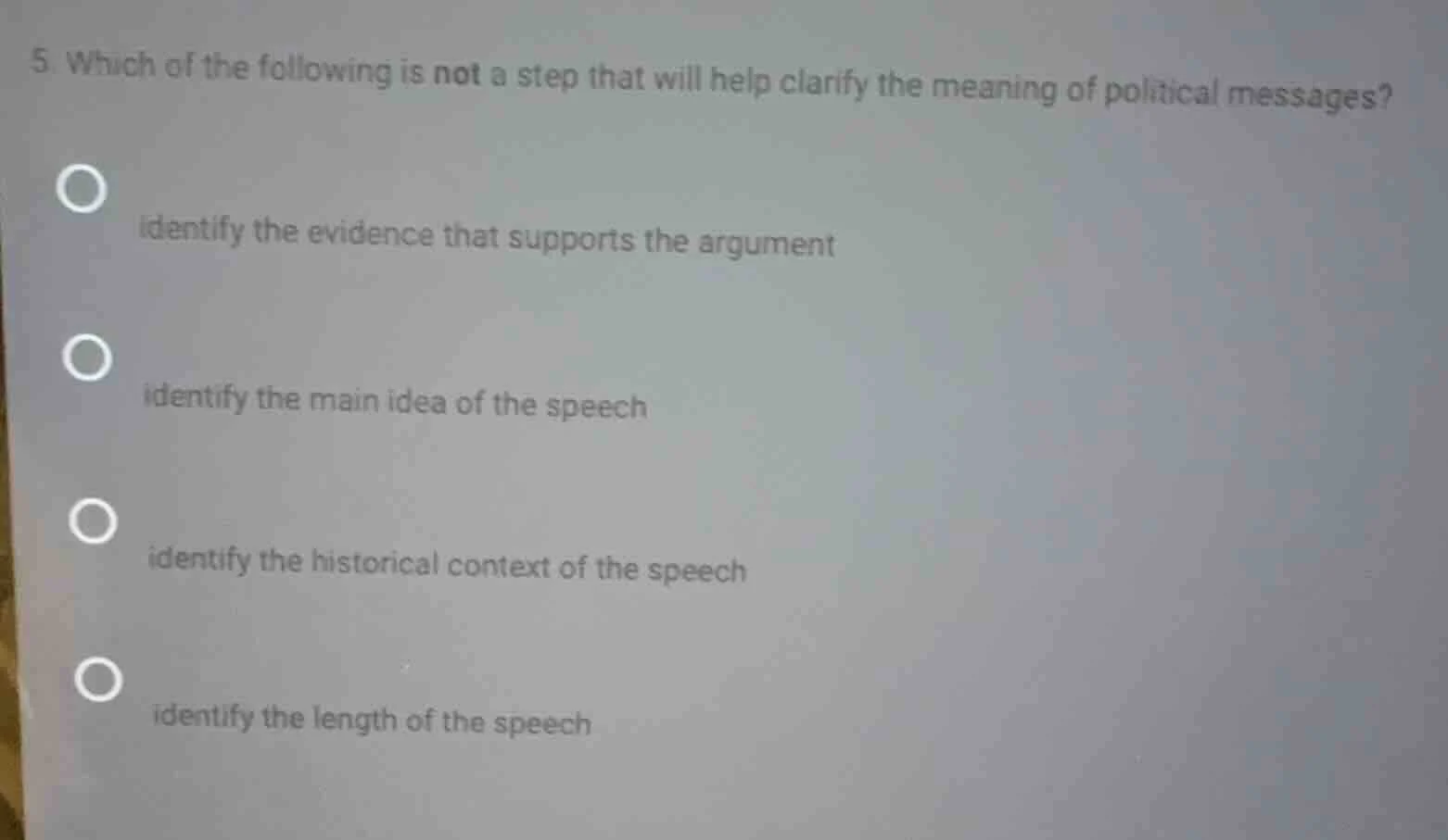 5. which of the following is not a step that will help clarify the mean…