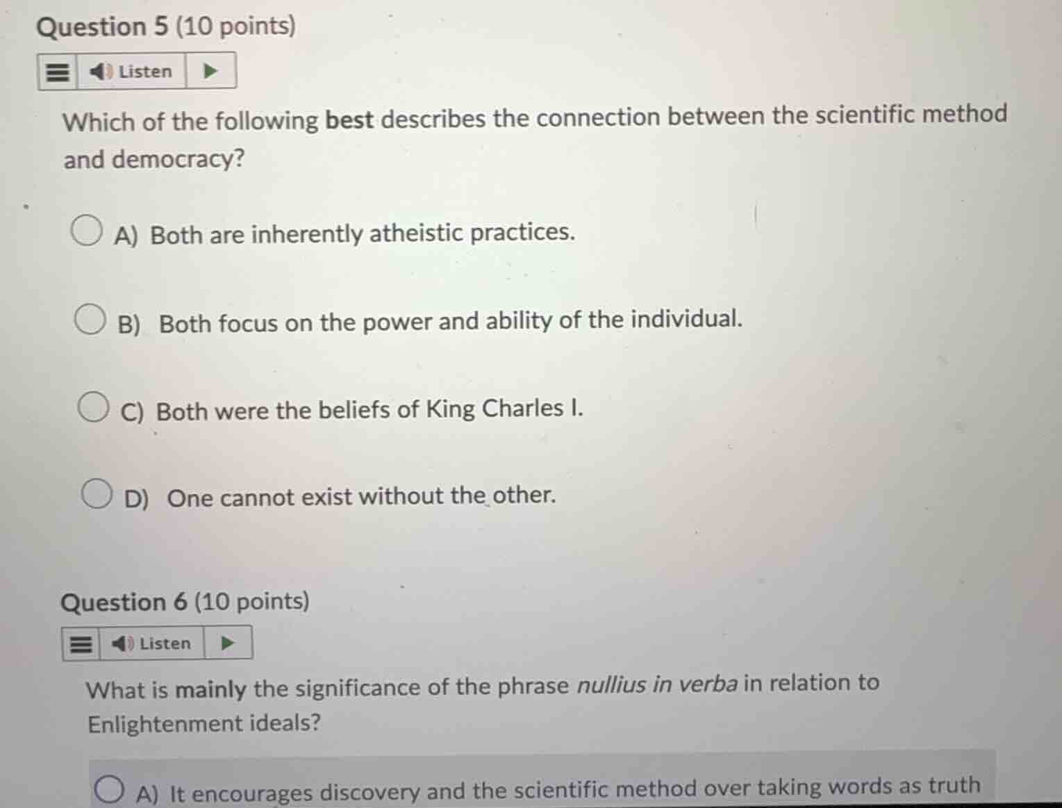 question 5 (10 points) listen which of the following best describes the…