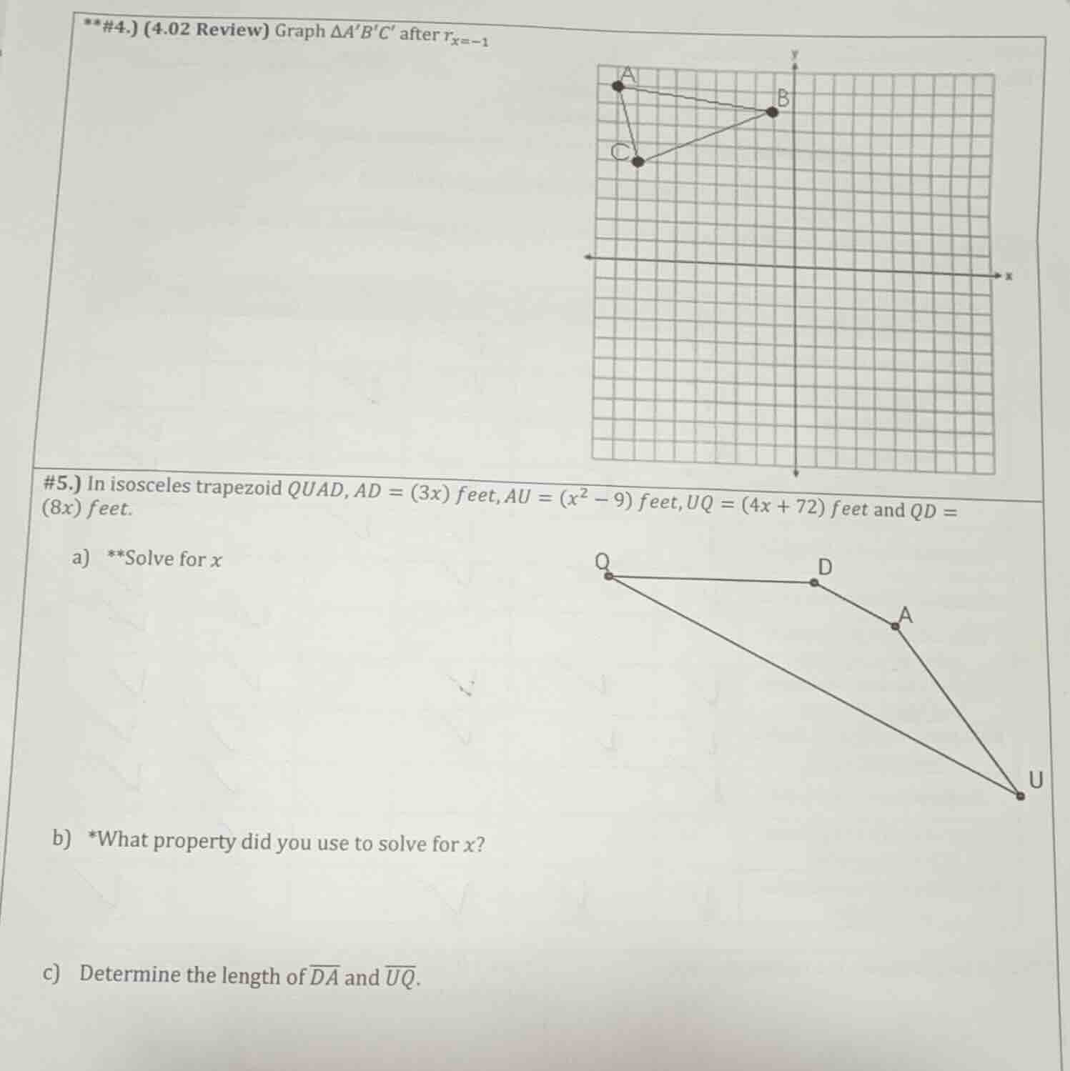 **#4.) (4.02 review) graph $\\triangle abc$ after $r_{x=-1}$ #5.) in is…