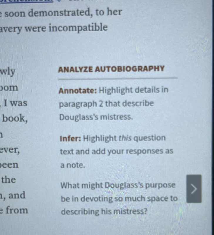 analyze autobiography annotate: highlight details in paragraph 2 that d…