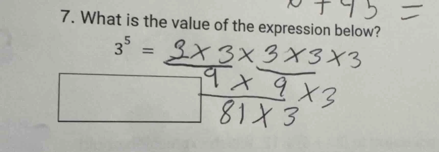 7. what is the value of the expression below? $3^5 = $ (there are some …