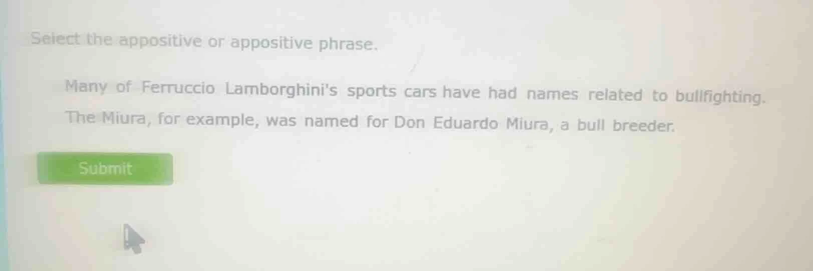 select the appositive or appositive phrase. many of ferruccio lamborghi…
