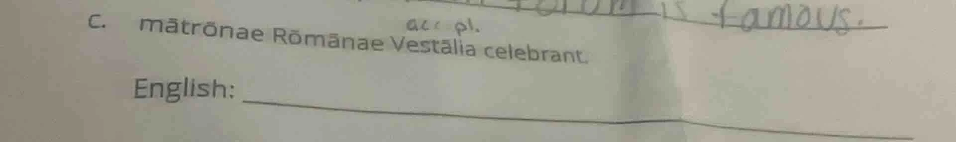 c. mātrōnae rōmānae vestālia celebrant. english: