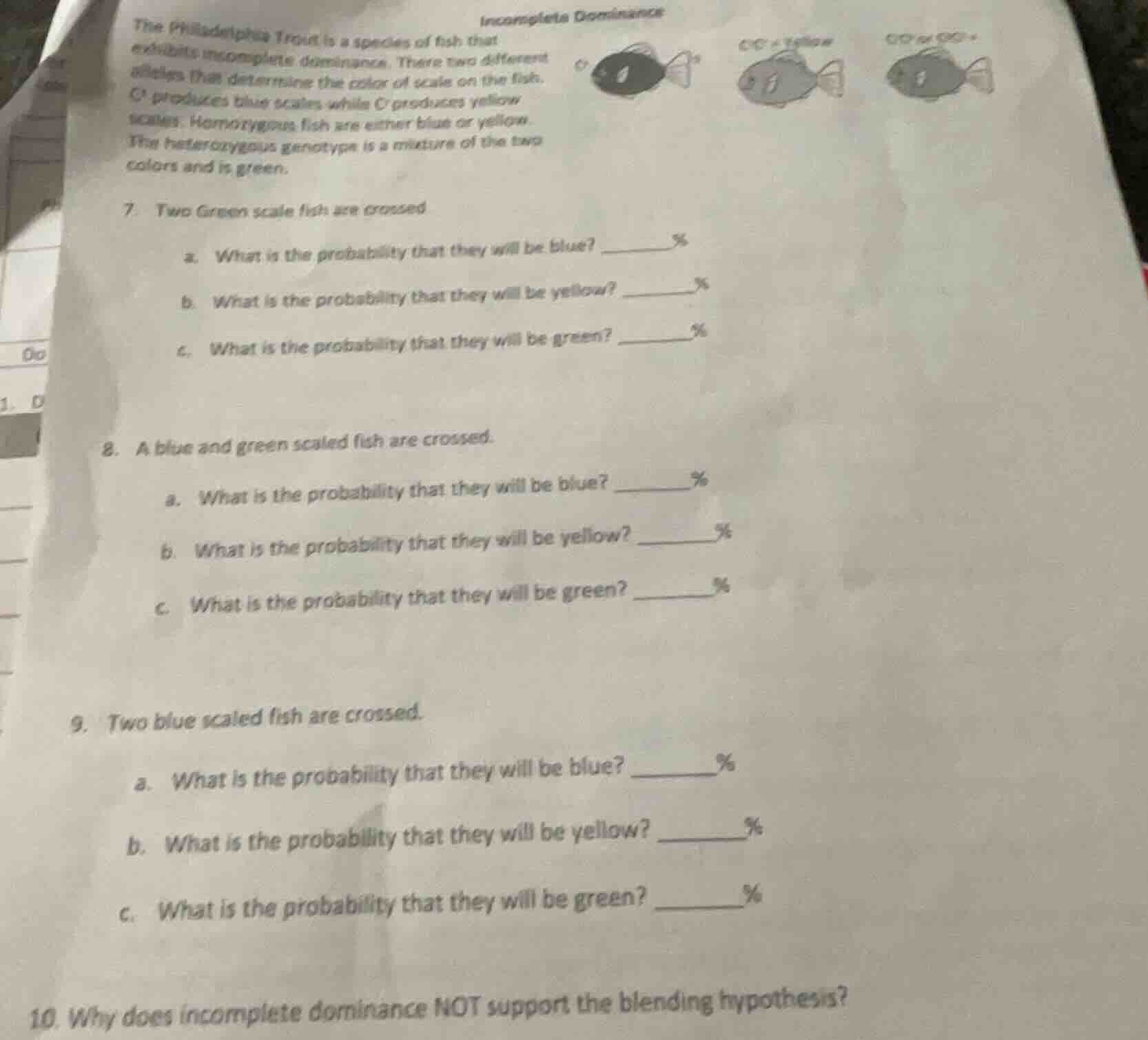 incomplete dominance the philadelphia trout is a species of fish that e…