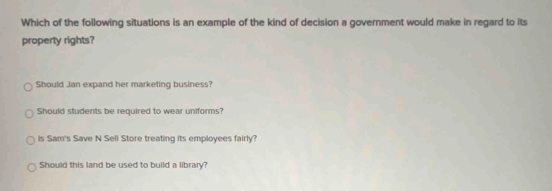 which of the following situations is an example of the kind of decision…