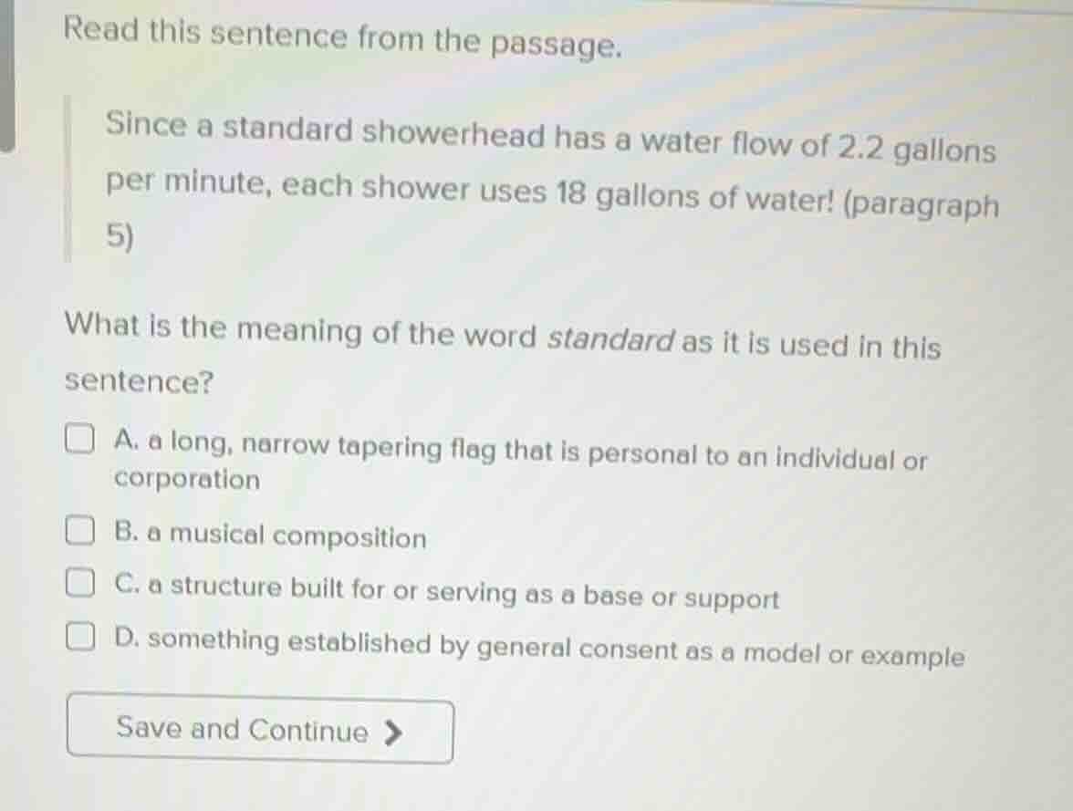 read this sentence from the passage. since a standard showerhead has a …