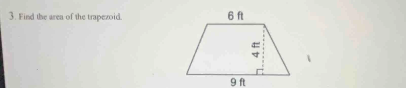 3. find the area of the trapezoid. (image of a trapezoid with top base …