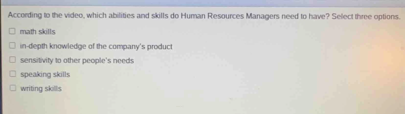 according to the video, which abilities and skills do human resources m…