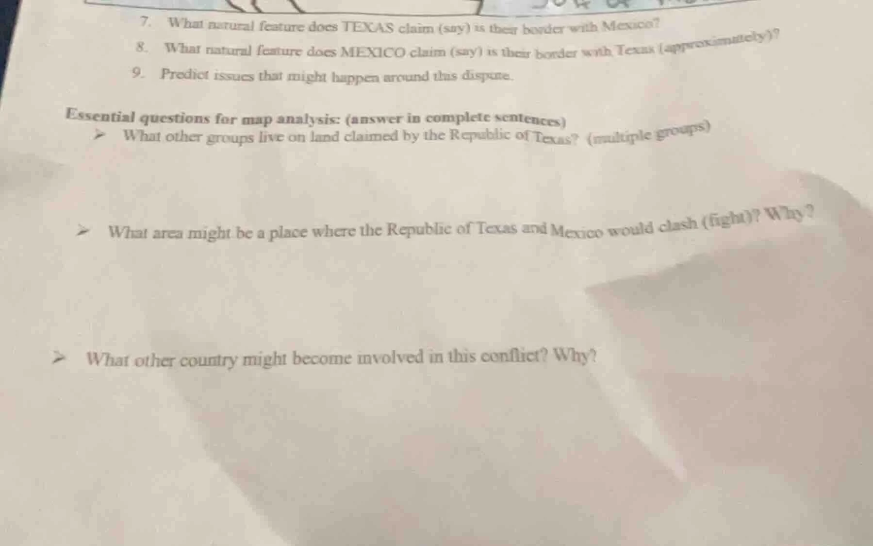 7. what natural feature does texas claim (say) is their border with mex…