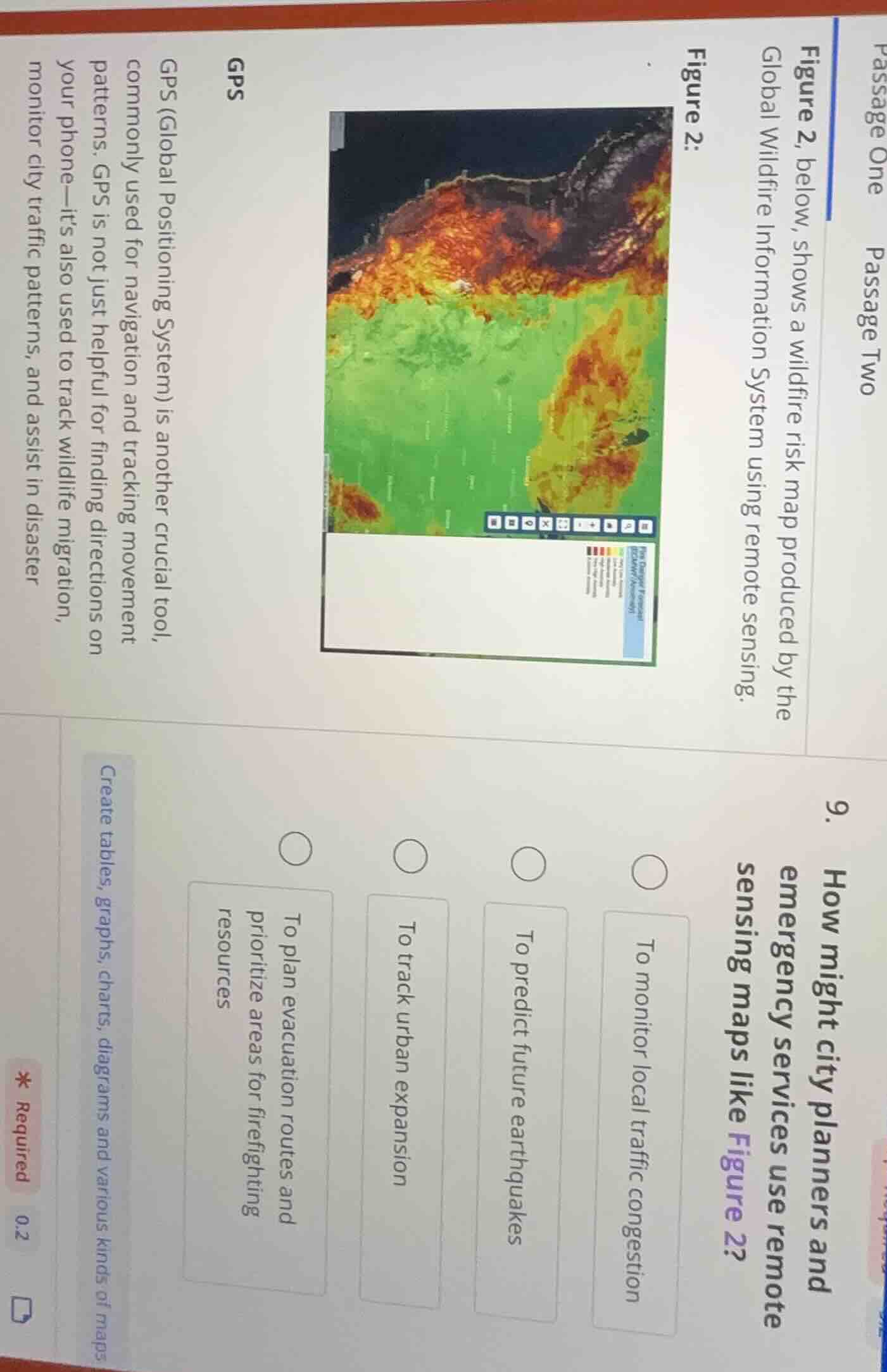 passage one passage two figure 2, below, shows a wildfire risk map prod…
