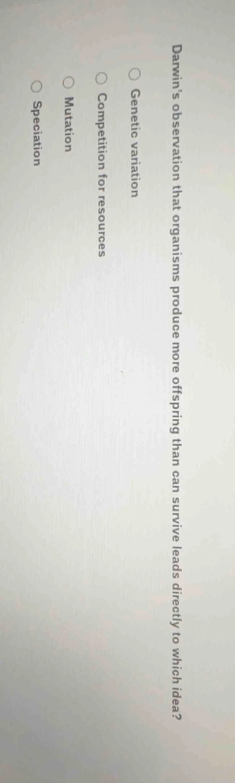 darwin’s observation that organisms produce more offspring than can sur…