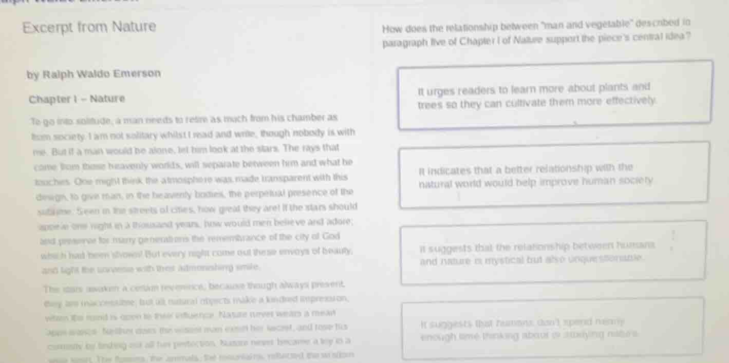 excerpt from nature by ralph waldo emerson chapter i - nature to go int…