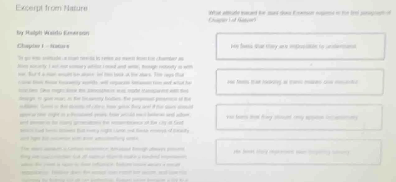 excerpt from nature by ralph waldo emerson chapter 1 - nature to go int…