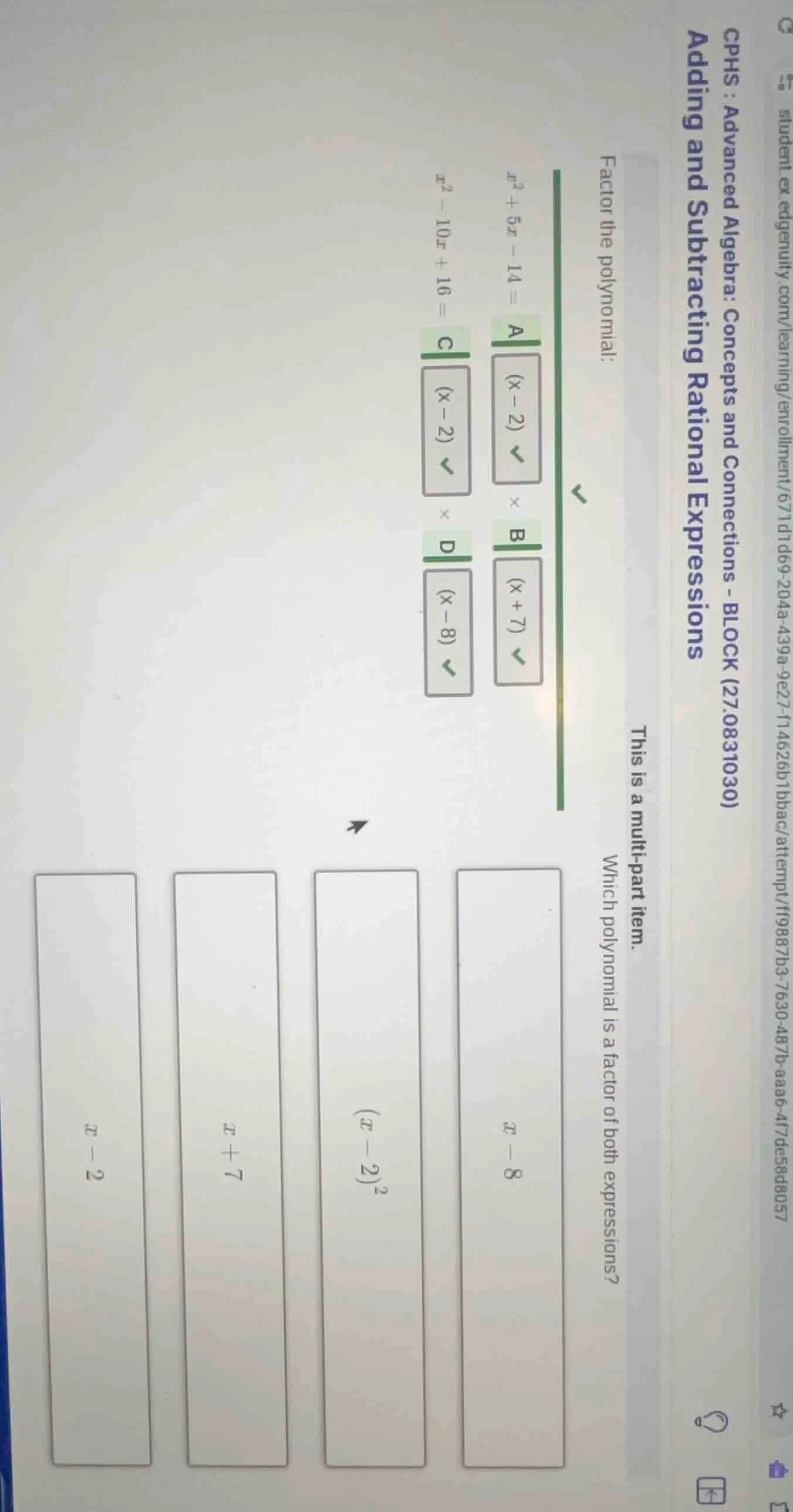 cphs : advanced algebra: concepts and connections - block (27.0831030) …