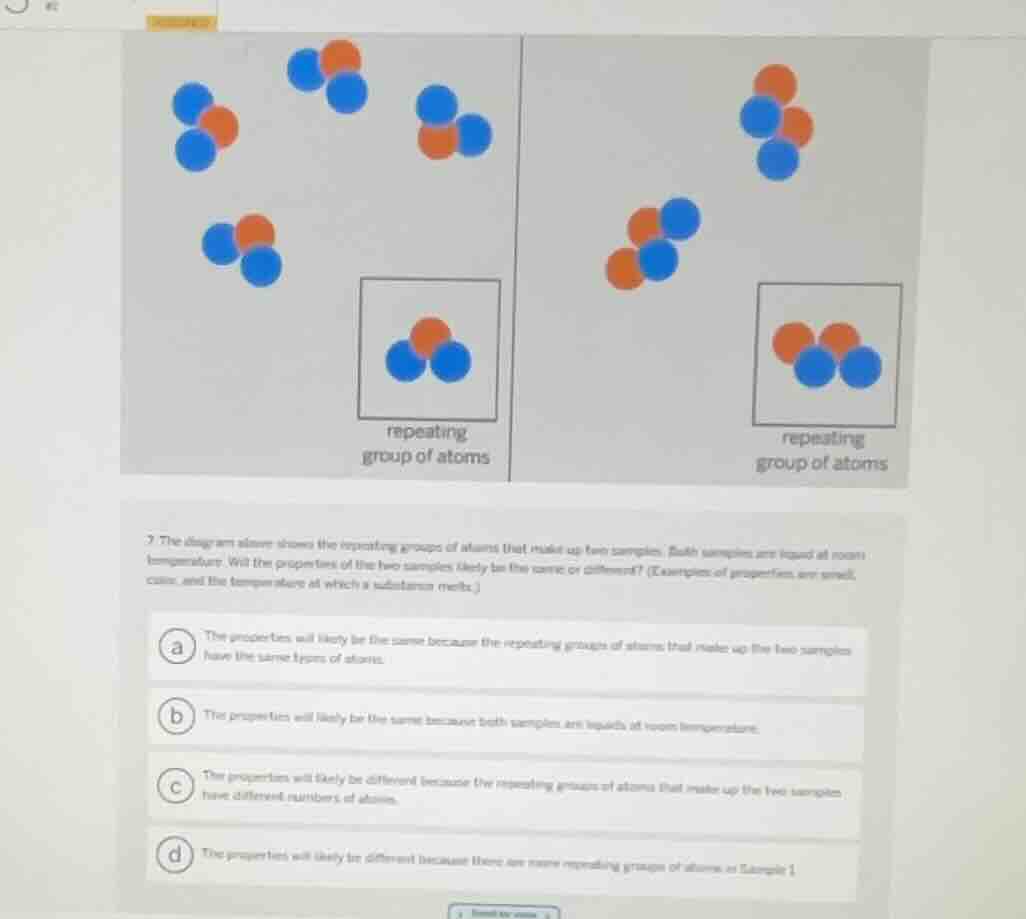 7. the diagram above shows the repeating groups of atoms that make up t…