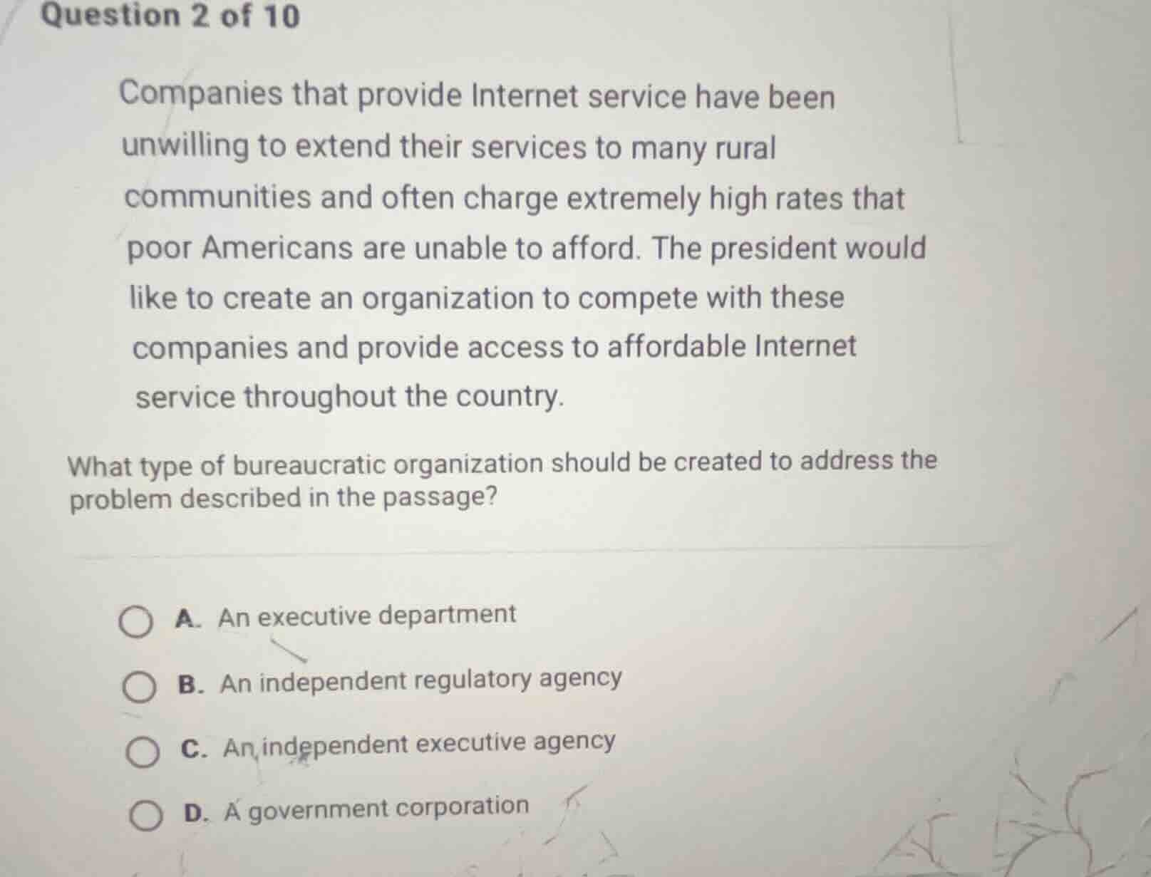 question 2 of 10 companies that provide internet service have been unwi…
