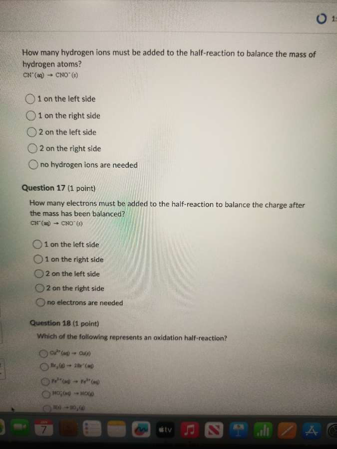 how many hydrogen ions must be added to the half - reaction to balance …