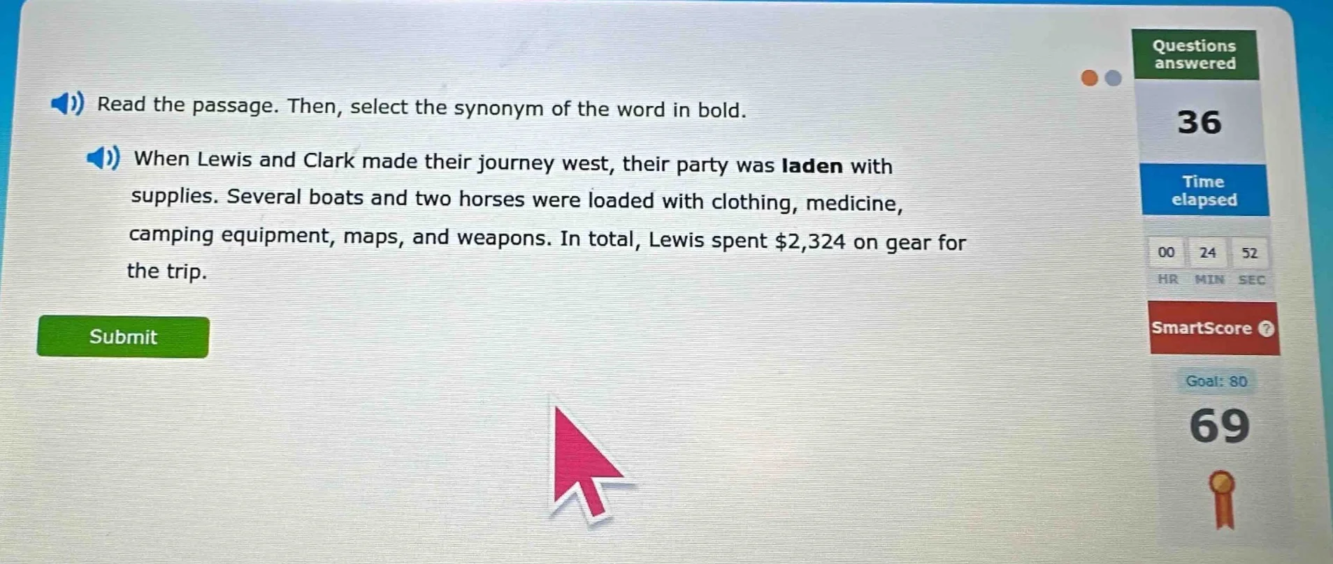 read the passage. then, select the synonym of the word in bold. when le…
