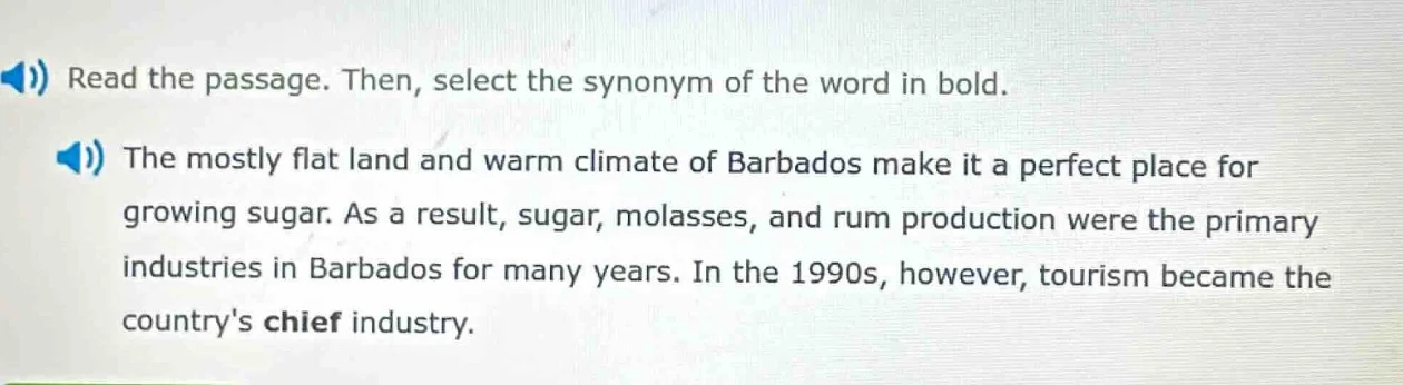 read the passage. then, select the synonym of the word in bold. the mos…