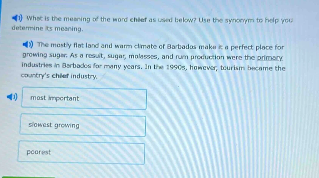 what is the meaning of the word chief as used below? use the synonym to…