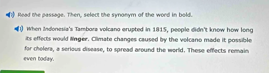 read the passage. then, select the synonym of the word in bold. when in…