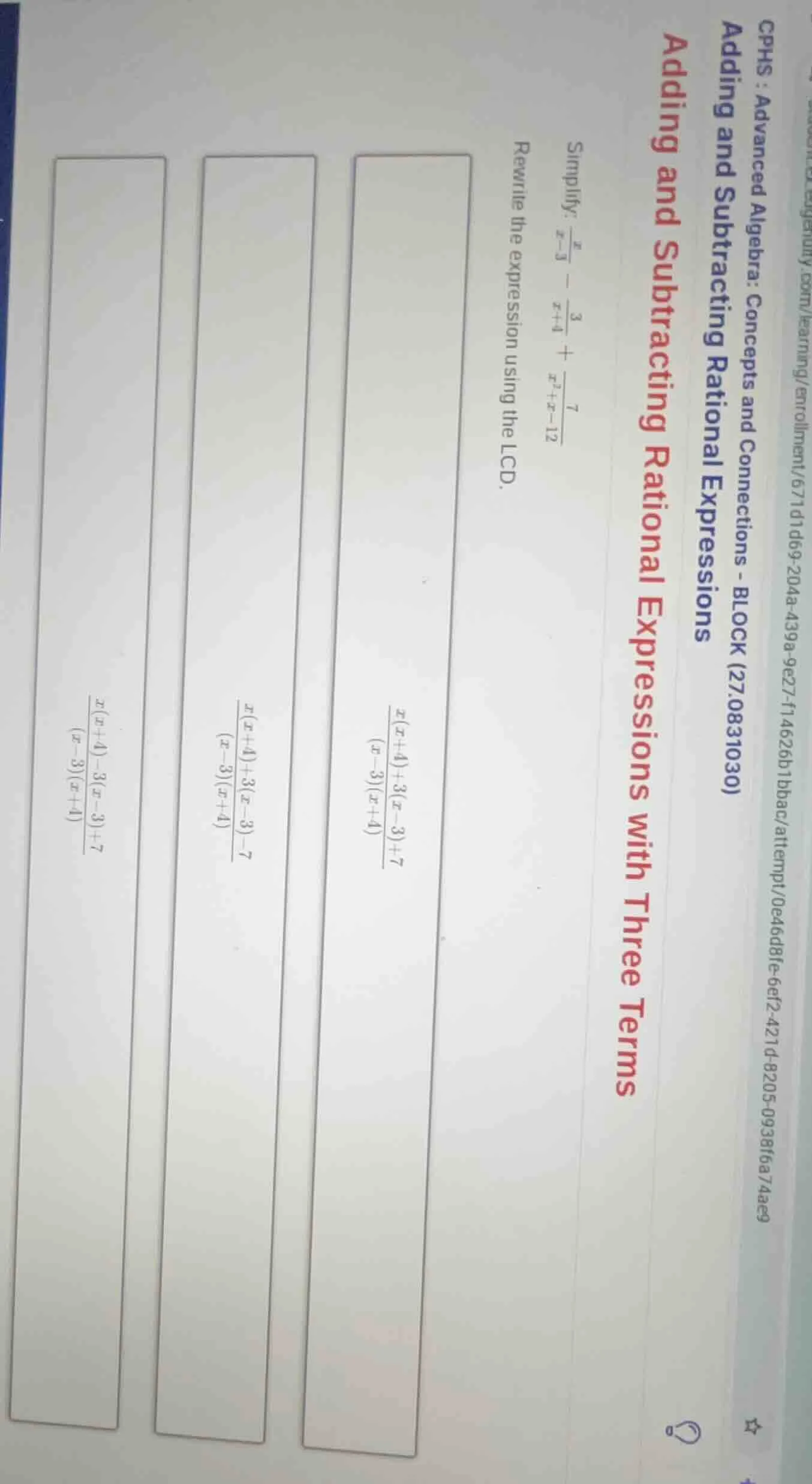 cphs : advanced algebra: concepts and connections - block (27.0831030) …