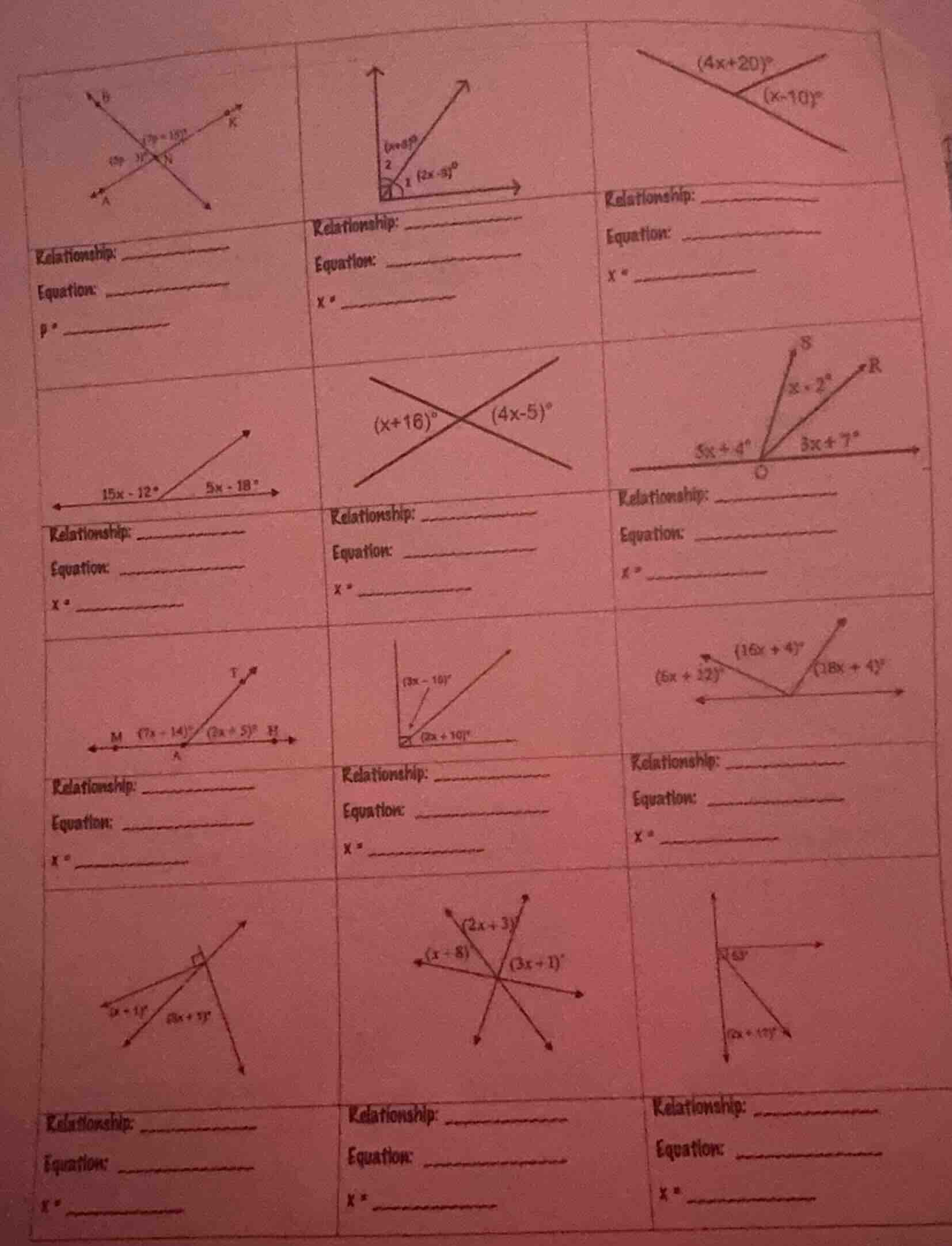 the problem contains multiple geometric figures with angle expressions …