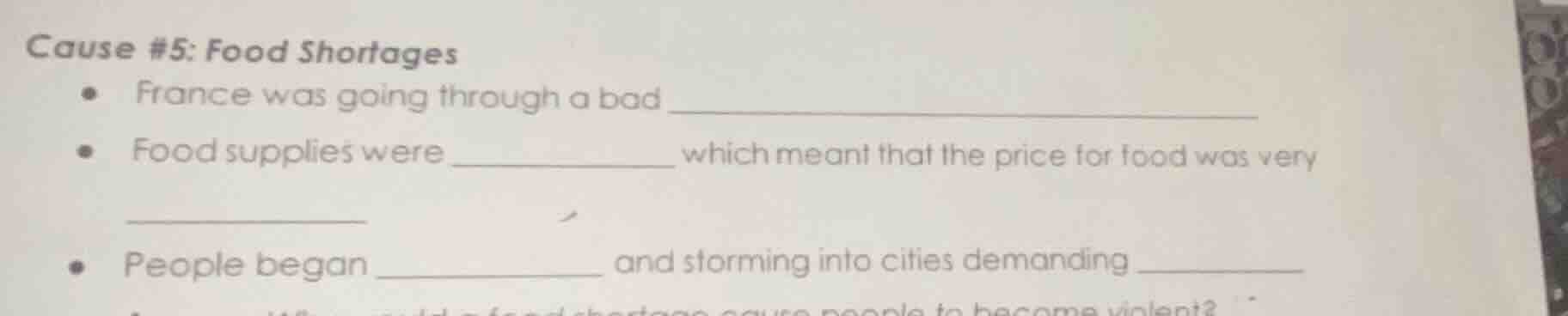 cause #5: food shortages - france was going through a bad - food suppli…