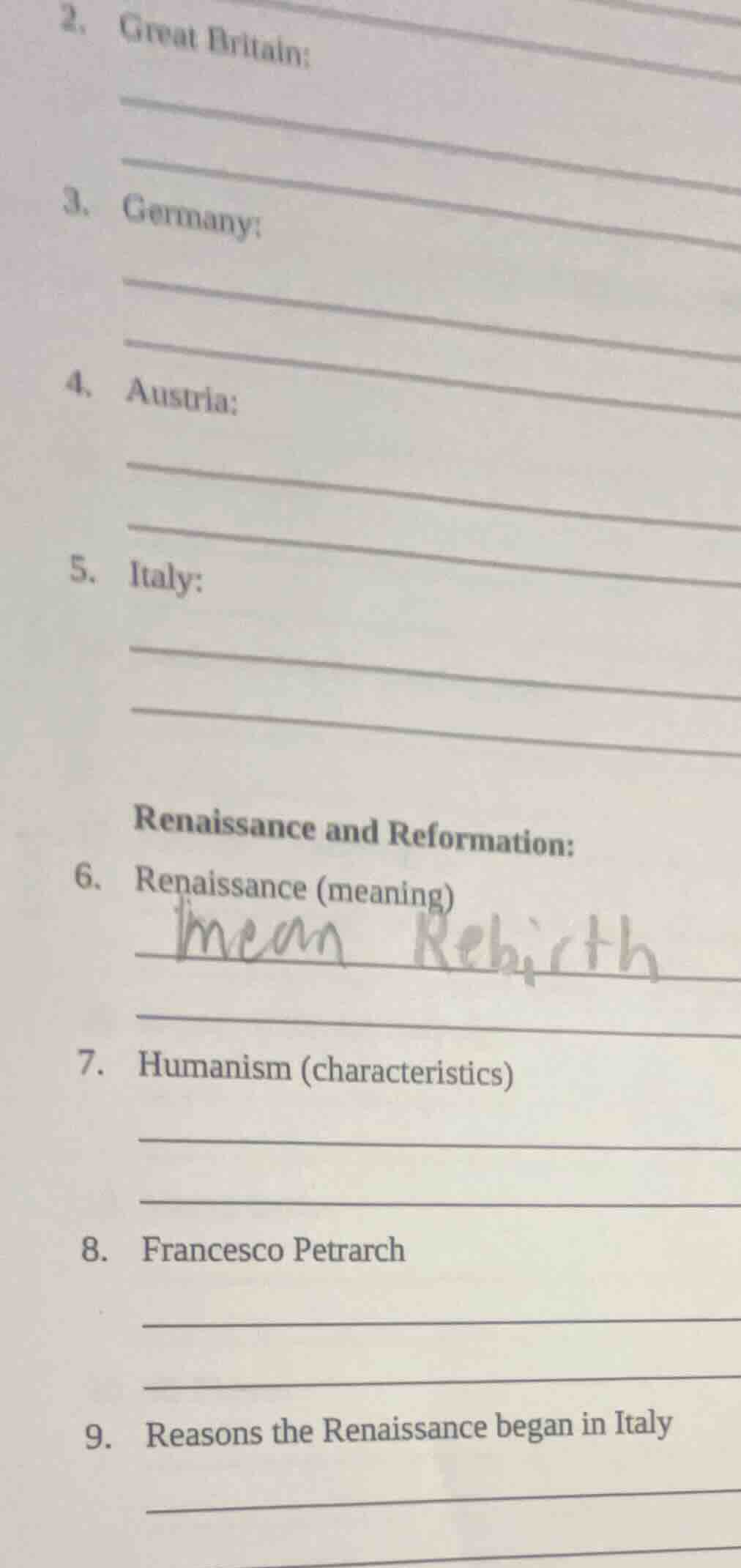 2. great britain: 3. germany: 4. austria: 5. italy: renaissance and ref…