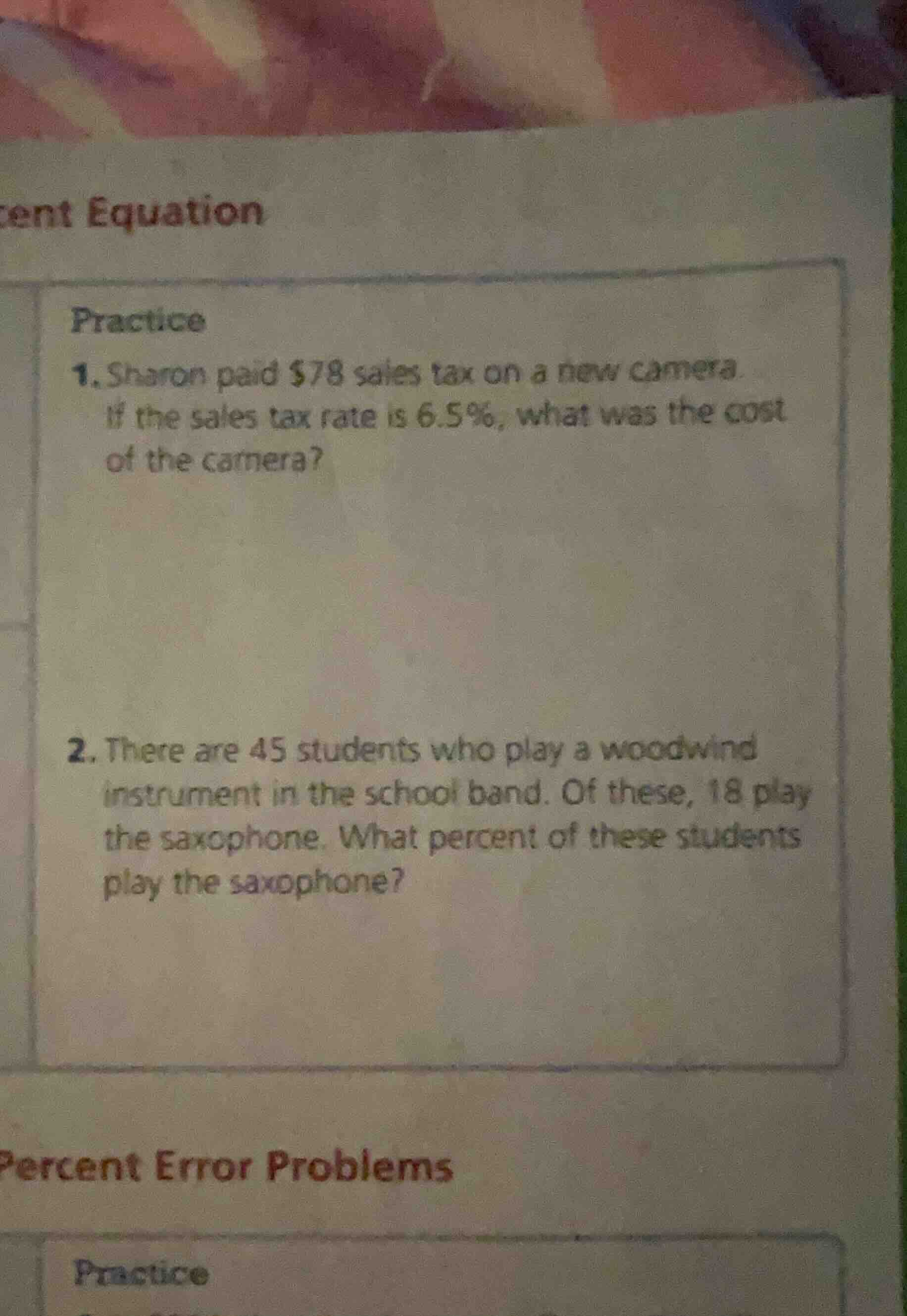 practice 1. sharon paid $78 sales tax on a new camera. if the sales tax…