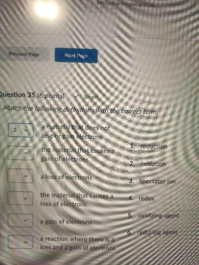 question 35 (6 points) saved match the following definitions with the c…