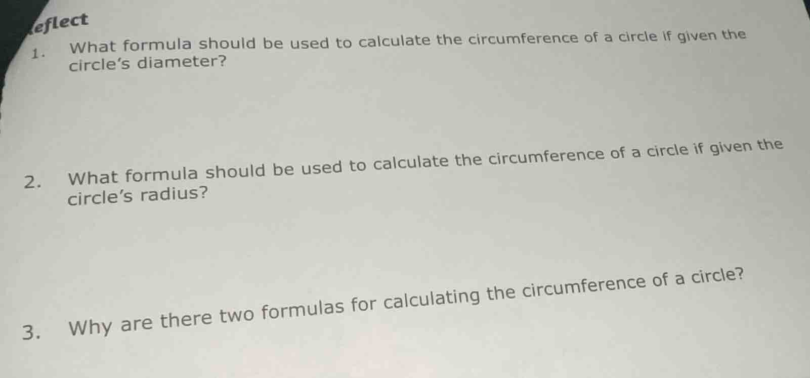 eflect 1. what formula should be used to calculate the circumference of…