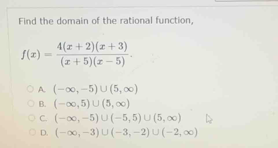 find the domain of the rational function, $f(x) = \\frac{4(x + 2)(x + 3…